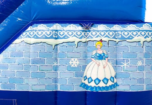 Il castello gonfiabile multifunzionale della principessa Funcity in blu con uno scivolo, l'oggetto 3D sulla superficie di salto e il divertente design dei pirati per i bambini. Acquista castelli gonfiabili online su JB Gonfiabili Italia