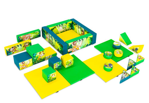 Set Softplay XL a tema Jungle Dino con blocchi colorati per giocare